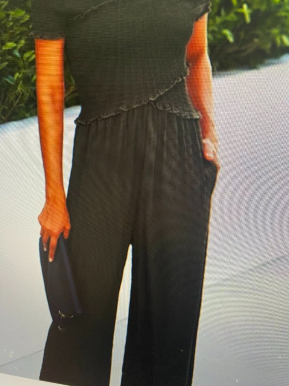 BEACHSISSI Black Twist Smocked Wide Leg Jumpsuit - Size L - NWT